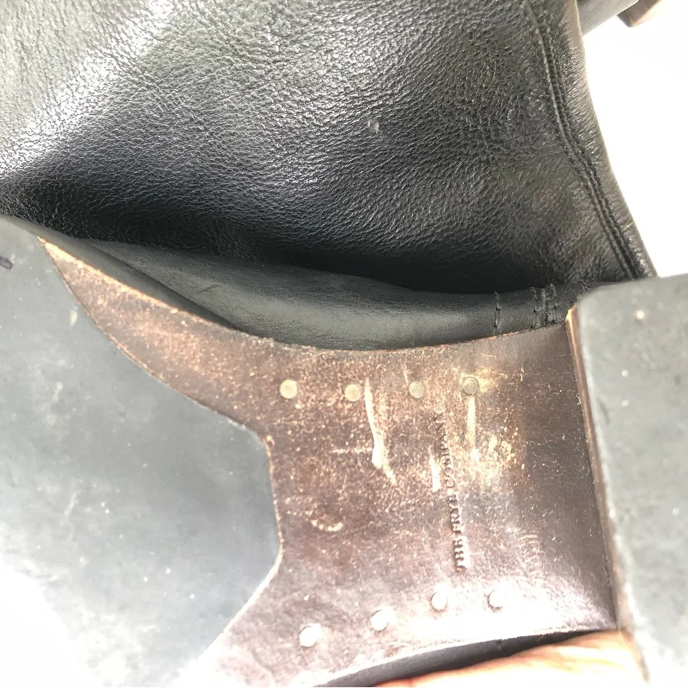 Frye Tall Boots Over the Knee Black Leather Western Block Heel Size 11 M Cowboy - Picture 10 of 16